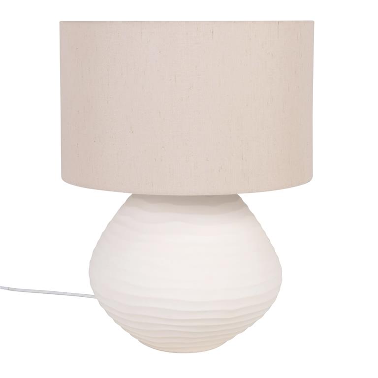 Lampe en céramique et abat-jour en polyester recyclé ivoire