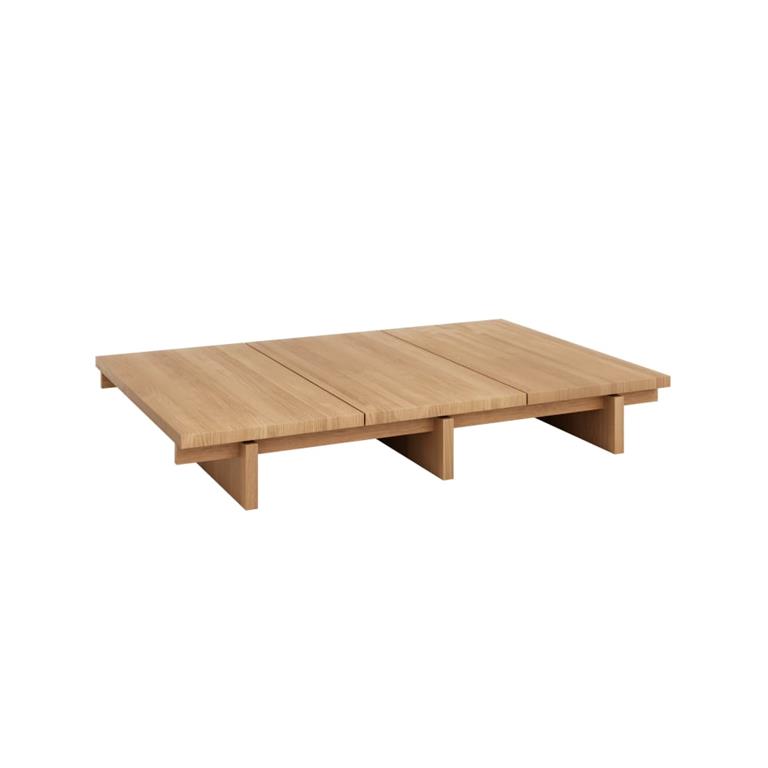 Table basse rectangulaire en pin verni couleur chêne 135