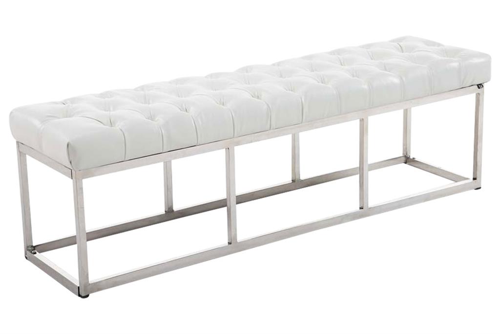 Banquette avec pieds en métal assise en pvc et synthetique Blanc