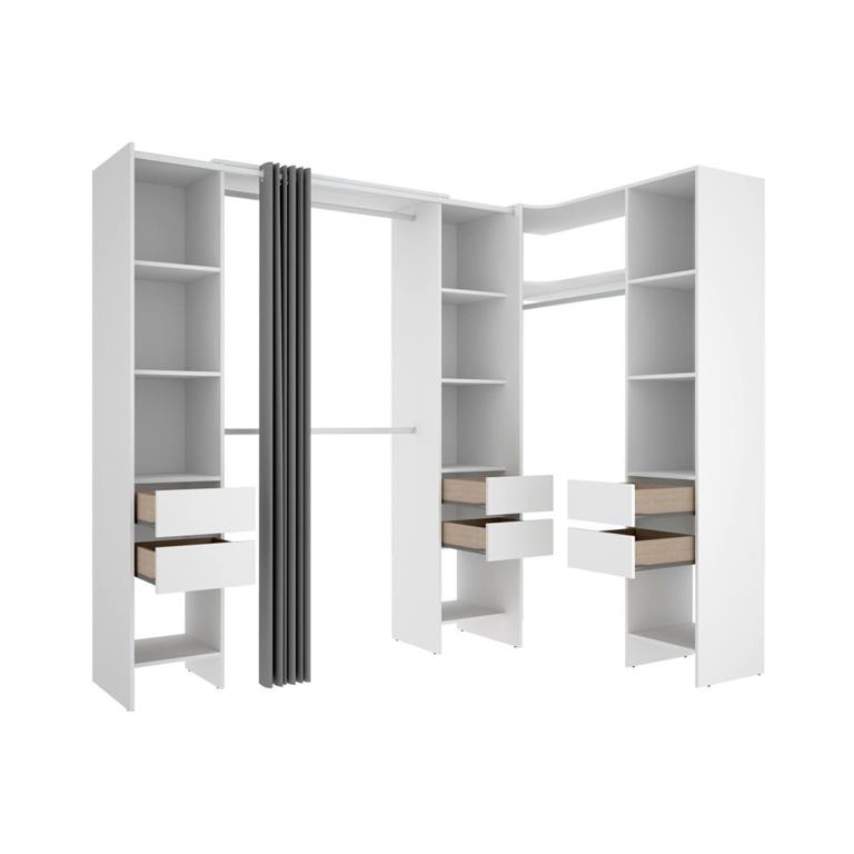 Grande Garde-robe effet bois blanc 234x141h205 cm