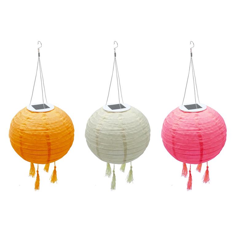 Lot de 3 lampion solaire Nylon Orange D20cm