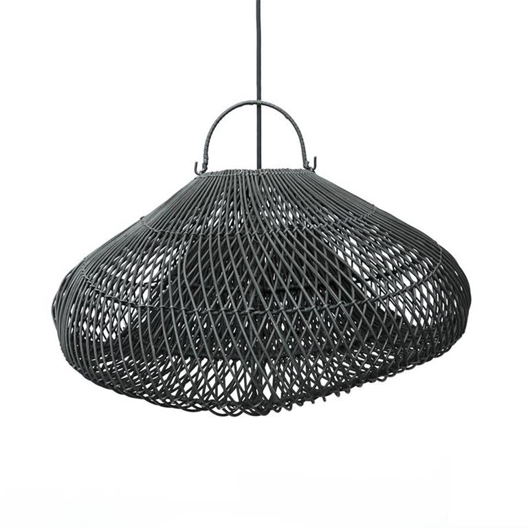 Suspension rotin diamètre 60cm noir