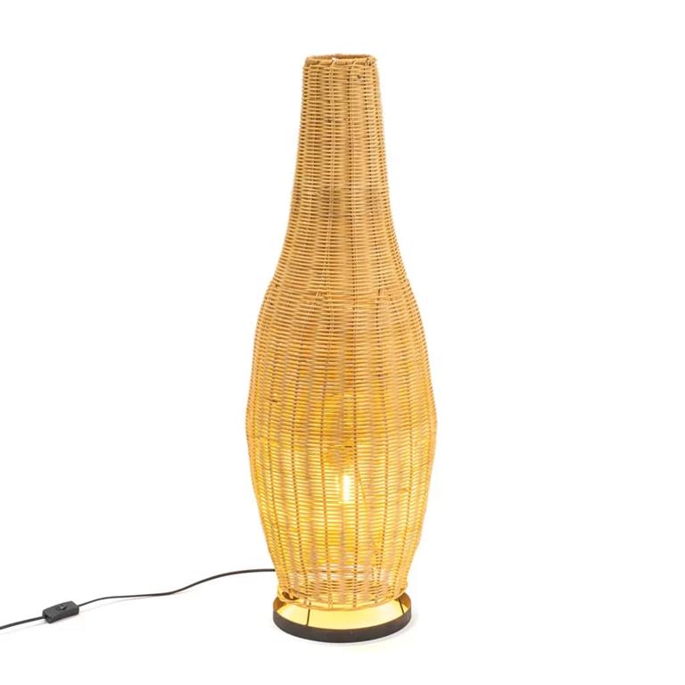 Lampe à poser en rotin et métal 90x30