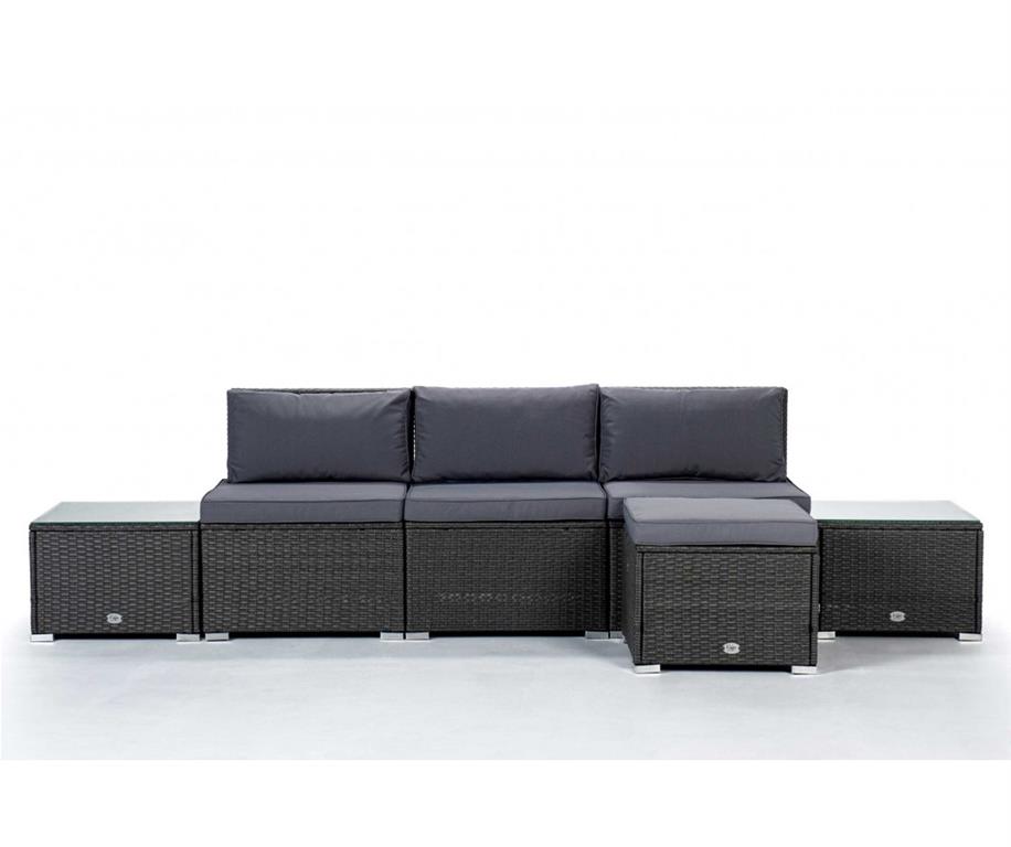 Salon de jardin Ensemble double table 4 Places Gris Rotin Synthétique