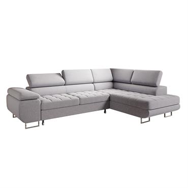 Canapé d'angle convertible droite 4 places tissu gris