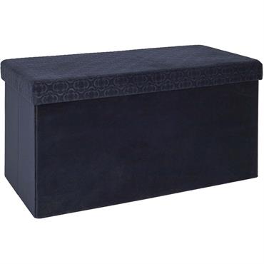 Banc coffre pliable en velours rétro bleu nuit