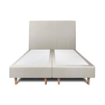 Lit avec tête de lit tapissier velours et sommier tapissier  Taupe 2x9