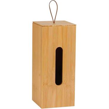 Rangement sobre et efficace des rouleaux de papier toilettes à poser à côté des toilettes. Dimensions: 14x14x33cm Couleur: Bambou Matière: Bambou 