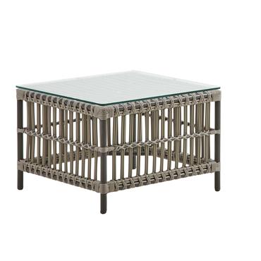 Table basse carrée en alu et fibre synthétique moccaccino