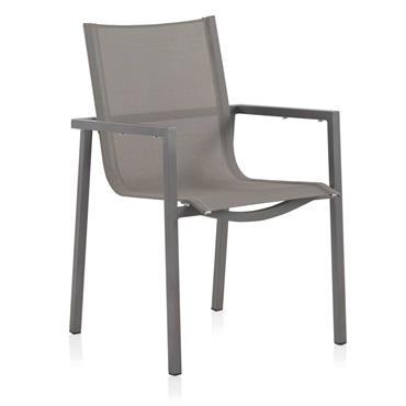 Lot de 4 fauteuils aluminium avec toile plastifiée taupe