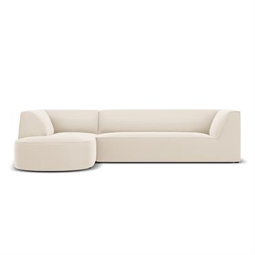 Canapé D'Angle Gauche 4 places en Velours Beige