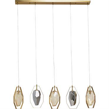 Suspension en acier doré et verre laqué