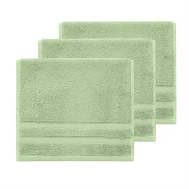 Lot de 3 serviettes invité 600 g/m²  sauge 30x50 cm