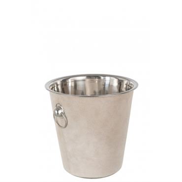 Seau à glace rond cuir beige H20cm