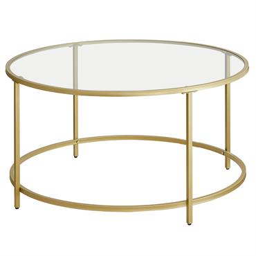 Table basse acier verre trempé doré