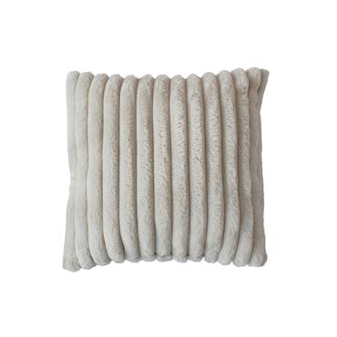 Coussin côtelé effet fourrure beige 40x40cm