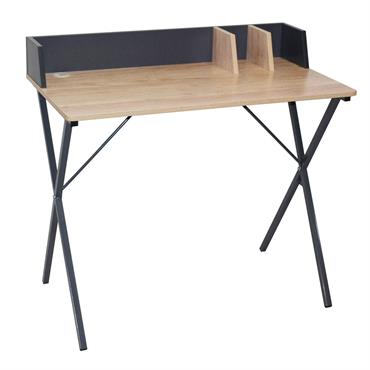 Bureau industriel effet bois gris
