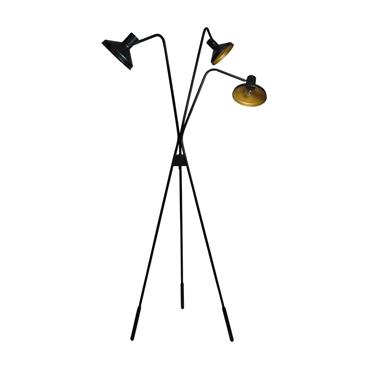Lampadaire trépied en métal noir et doré h158cm