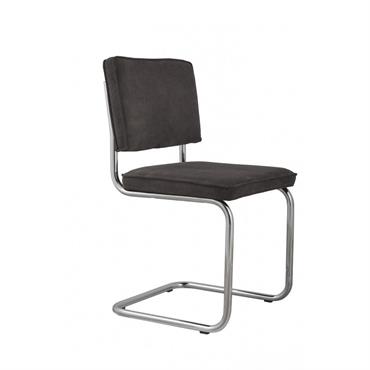 Lot de 2 chaises de repas en velours côtelé gris
