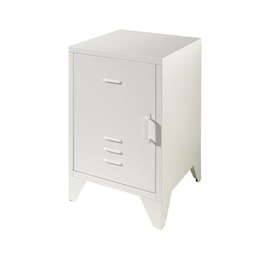 Chevet  1 porte style casier industriel métal blanc