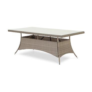 Table à Manger en Aluminium et Rotin Synthétique 200x100x73cm
