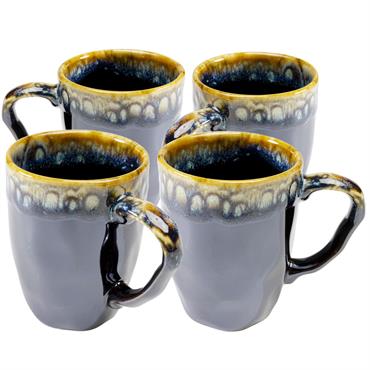 Mug en grès bleu foncé - Lot de 4