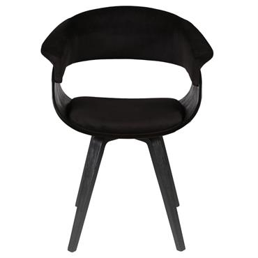 Chaise design accoudoirs velours noir Kyo