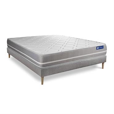 Ensemble 200x200 cm sommier kit gris