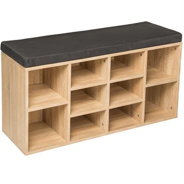 Meuble à chaussures banc effet bois de chêne foncé/marron