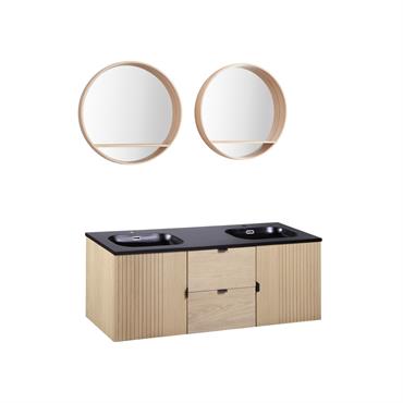 Meuble double vasque 140cm chêne  suspendu 