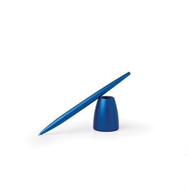 Stylo roller sur socle en Aluminium Bleu électrique