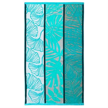 Serviette de plage éponge velours Jacquard Benijo  vert 100x175