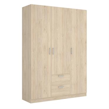 Armoire 3 portes effet bois beige 150x52 cm