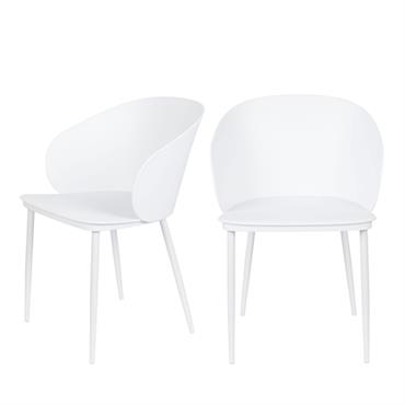 Lot de 2 chaises en résine et métal - Blanc