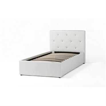 Lit coffre enfant  simili blanc 90x190 sommier inclus