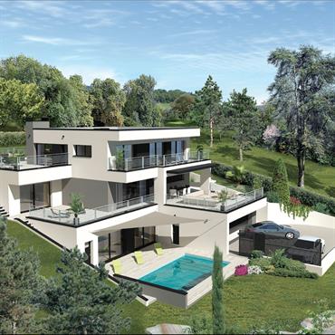 Villa ultra-contemporaine en terrasses (terrain pentu)  Domozoom