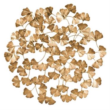 Déco murale feuilles en métal doré 45x45