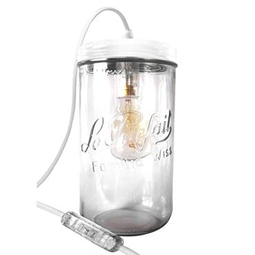Lampe bocal XL en verre blanc