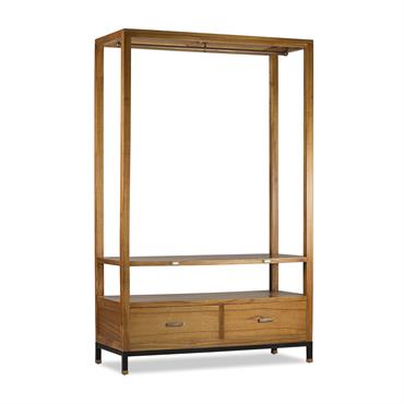 Portant en bois de mindi et métal noir H 190 cm