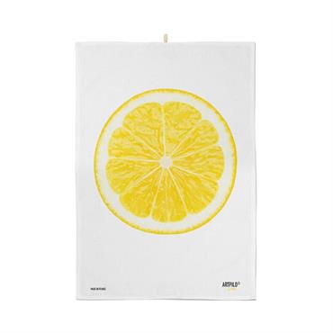 Torchon citron coton blanc