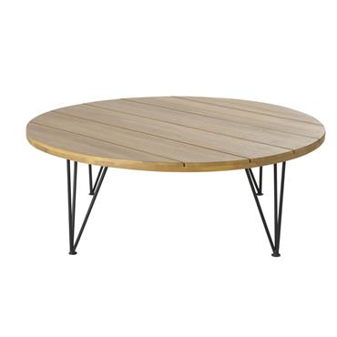 Table basse de jardin en acacia massif et métal noir