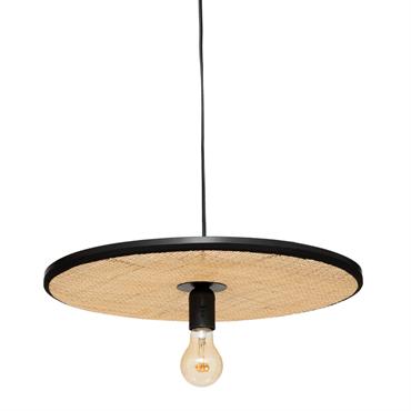Suspension plate en rotin beige 44x9 cm