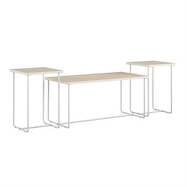 Ensemble de 3 tables d’appoint avec cadre en métal blanc