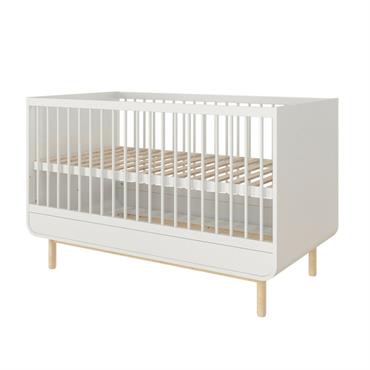 Pack lit bébé évolutif avec matelas effet bois blanc 70x140 cm