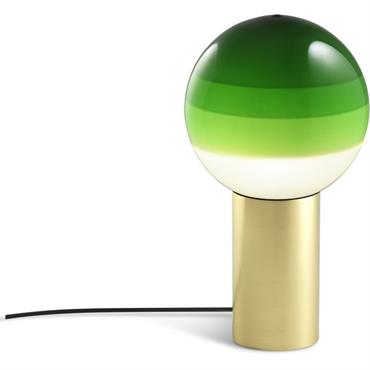 Lampe de bureau en métal et verre soufflé vert et doré Dipping
