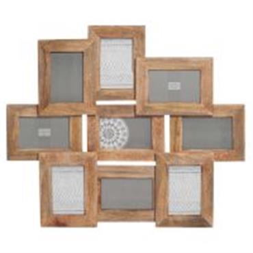 Cadre multivues 9 vues en manguier 58x66