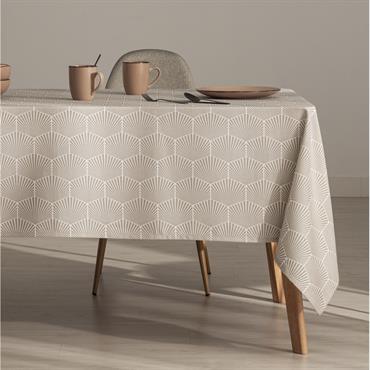Nappe imprimée toucher tissu et traitement antitache Beige 140x240 cm
