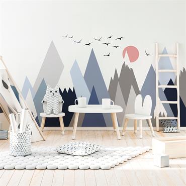 Stickers muraux enfant montagnes scandinaves stanka 80x120cm