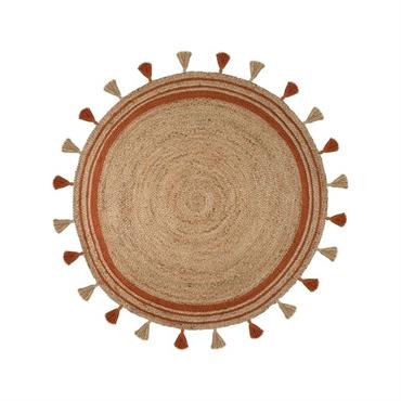 Tapis d'entrée en jute rond orange Diam