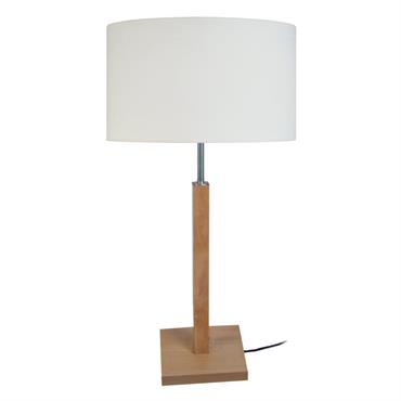 Lampe a poser bois naturel et écru